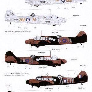 RAF Coastal Command Anson, Beaufort, Wellington